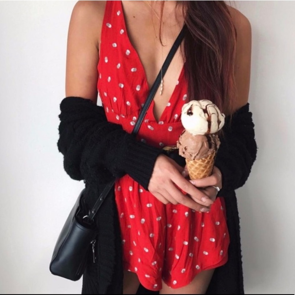 Revolve State of Being Shadowspot playsuit red NWT